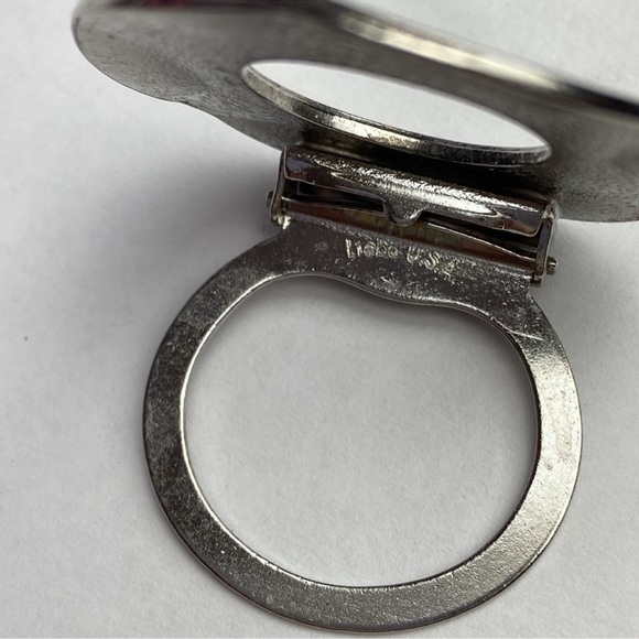 Vintage Lieba USA Round Star Scarf Clip Silver Tone Dress Clip Blouse Clip - Picture 8 of 8